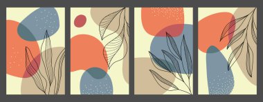 Yaratıcı minimalist el çizimi soyut sanat geçmişi. Modern estetik çizimler. Duvar dekorasyonu, kartpostal, poster, broşür için çağdaş sanatsal tasarım koleksiyonu