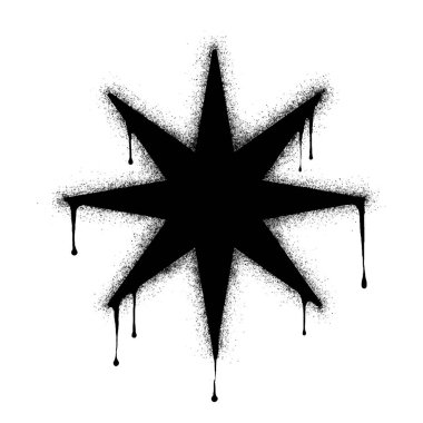 Sprey boyalı Grafiti sabah yıldızı simgesi beyaz arkaplanda izole.