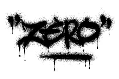 Sıfır graffiti kelimesi beyaza siyahla yazılıyor.