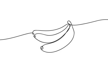 Muz. Devamlı çizim çizimleri. Sürekli çizgilerle el çizimi vektör çizimi. Çiçek serisi sanat dekoratif tasarımı