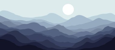 Dağ renkleri, şeffaf dalgalar, günbatımı, soyut cam şekiller, modern arkaplan, tasarım vektörü çizimi