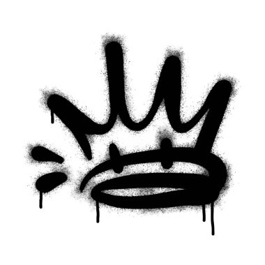 Sprey boyalı grafiti tabelası beyazın üzerine siyah yazıldı. Kraliyet damlası sembolü. Beyaz arka planda izole edilmiş. vektör illüstrasyonu