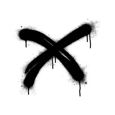 Sprey boyalı Grafiti x Spreyli beyaz bir arka plan. Grafiti X yazı tipi, üzerine siyah ve beyaz püskürtülmüş. Vektör illüstrasyonu.