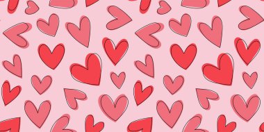 Aşk, kusursuz kalp çizimi. Sevimli romantik kalpler arka plan izi. Sevgililer Günü arkaplan dokusu, romantik düğün tasarımı.