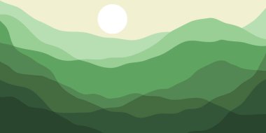 Dağ renkleri, şeffaf dalgalar, günbatımı, soyut cam şekiller, modern arkaplan, tasarım vektörü çizimi