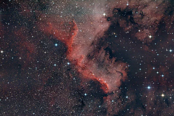 Όμορφο Νεφέλωμα Του Σύμπαντος Στο Βαθύ Διάστημα Ngc 7000 Τείχος — Φωτογραφία Αρχείου