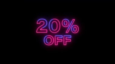 Parlak neon% 20 indirimli tabela ürün indirimi promosyon teklifi. Neon% 20 indirimli indirimli indirimli indirimli video ikonu satışı.