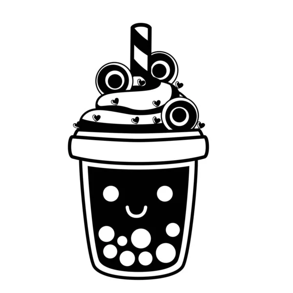 Silhouette Bubble Tea Flavors Cup Design Collection Pearl Milk Tea — Archivo Imágenes Vectoriales