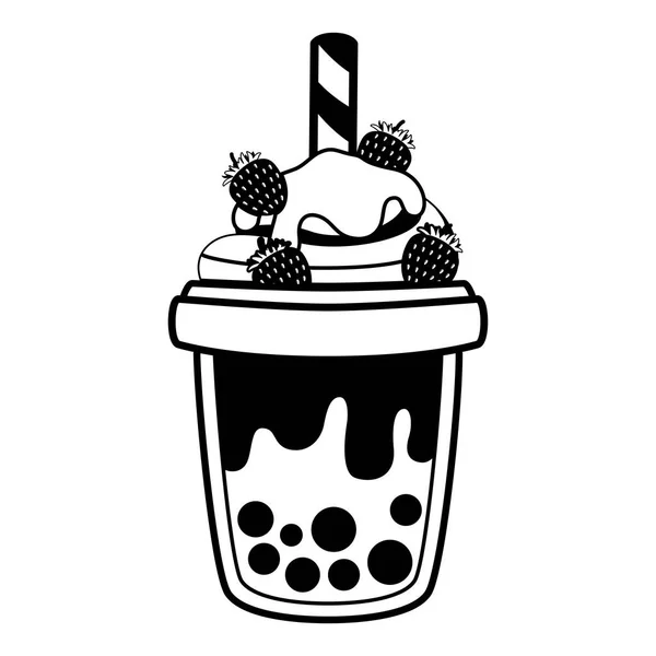 Silhouette Bubble Tea Flavors Cup Design Collection Pearl Milk Tea — Stock Vector