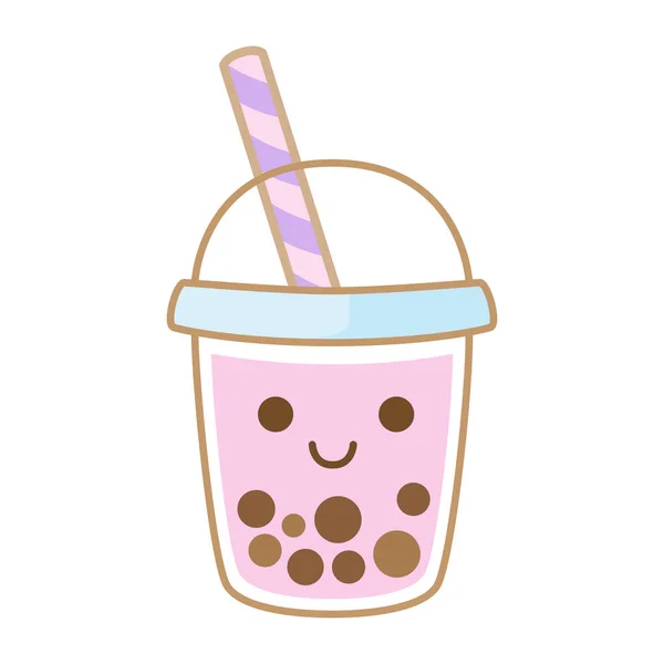 Love Bubble Tea Flavors Cup Design Collection Pearl Milk Tea — Vector de stock