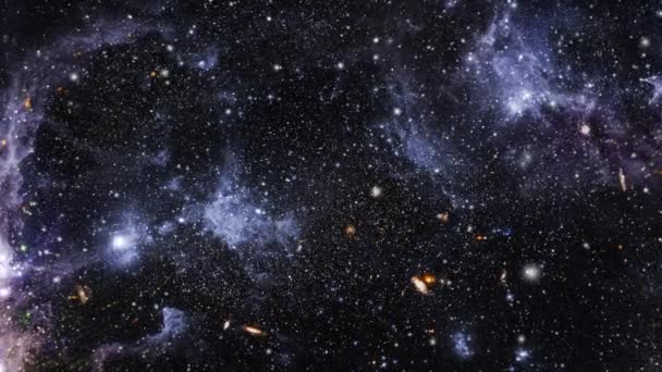 Letět Přes Velké Shluky Hvězd Galaxií Vzdálených Koutů Vesmíru — Stock video