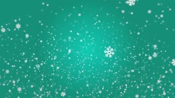 Many White Snowflakes Falling Blue Background — Stockvideo