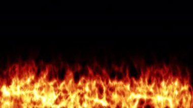 A line of real flames ignite on a black background.