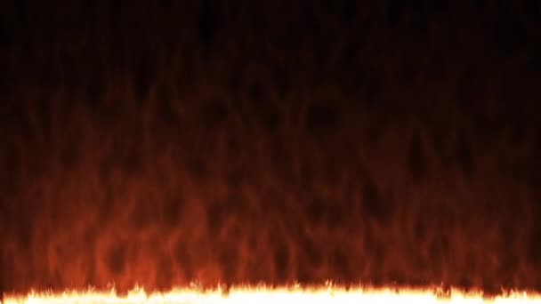 Line Real Flames Ignite Black Background — Stock videók
