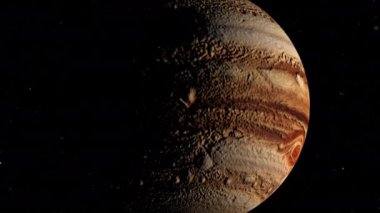 Jüpiter gezegeni dış uzayda kendi yörüngesinde dönüyor.