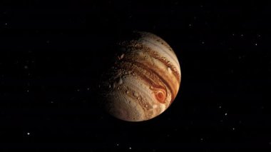 Jüpiter gezegeni dış uzayda kendi yörüngesinde dönüyor.