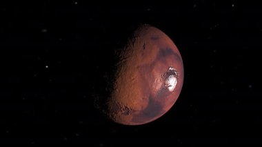 Mars gezegeni dış uzayda kendi yörüngesinde dönüyor.