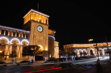 Cumhuriyet Meydanı için Noel, Yerevan - Ermenistan dekore edilmiştir.