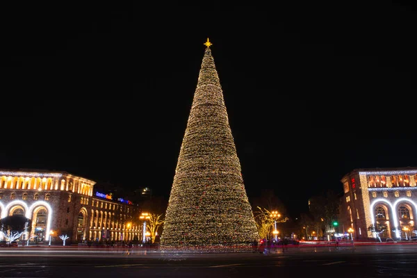 New Year Tree Yerevan Republic Square — Stock Photo, Image