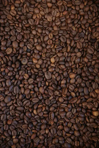 Rostade Kaffebönor Bakgrund Närbild Kaffebönor — Stockfoto