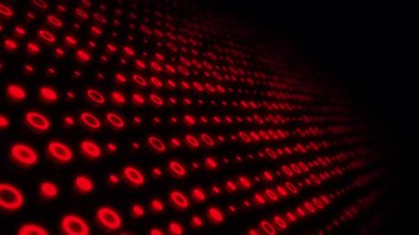  Siyah zemin üzerinde birçok kırmızı dairenin canlandırılmış arka planı. Teknoloji için ideal zemin.