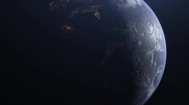  Dünya 'yı uzaydan döndüren 3 boyutlu animasyon.