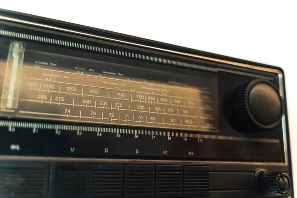 Nostalgici Guardano Indietro Alla Tecnologia Vintage Autentico Ricevitore Radio Nero — Foto Stock