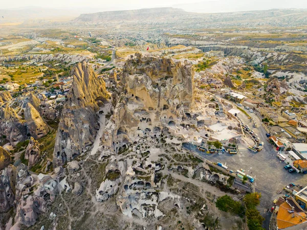 Vista Panorámica Del Dron Las Formaciones Rocosas Toba Volcánica Casas —  Fotos de Stock