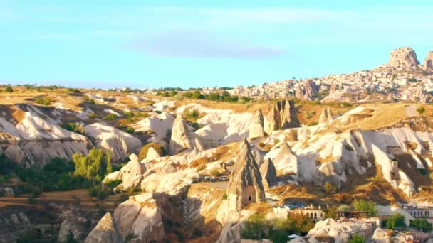 Panorama Van Cappadocië Turkije Prachtig Rotsachtig Landschap Een Van Beste — Stockvideo