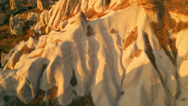 Paysage Étonnant Cappadoce Les Vallées Les Formations Rocheuses Inhabituelles Comme — Video