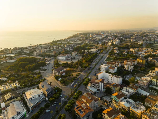 Вид Воздуха Сиде Курортный Город Провинции Анталья Турция Окруженный Средиземным — стоковое фото