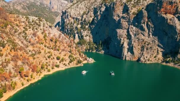 Lago Dam Green Canyon Hermosa Vista Las Montañas Tauro Agua — Vídeo de stock
