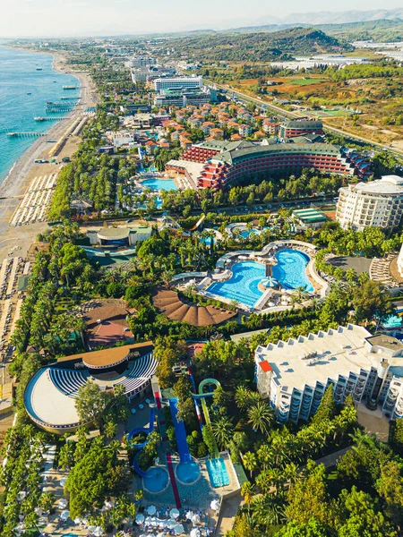 Luftaufnahme Eines Teuren Farbenfrohen Ferienortes Strand Ocurcalar Türkei Strahlende Sommersonne — Stockfoto