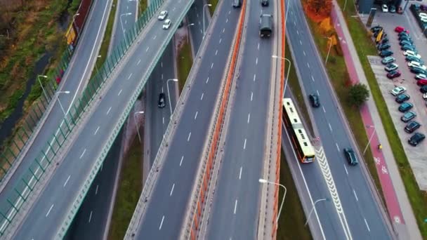 Modern Transport Wegenbouwconcept Luchtfoto Van Verkeer Viaducten Ontwikkelingslanden Die Verbazingwekkende — Stockvideo