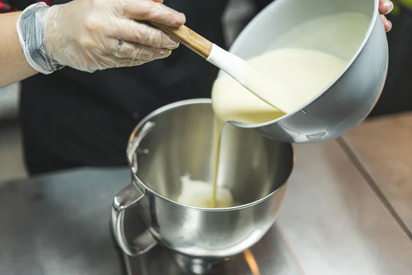 process of making sour cream for cakes, bakery, dessert and baking concept. High quality photo