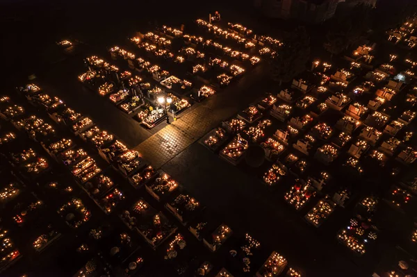 Halloween Poland Tradition Lighting Candles Celebrating All Hallows Day Europe — Foto Stock