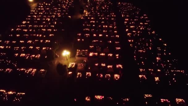 Halloween Poland Tradition Lighting Candles Celebrating All Hallows Day Europe — Vídeos de Stock