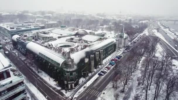 2023 Warsaw Poland Buw Warsaw University Library Winter Birds Eye — 비디오