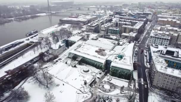 2023 Warsaw Poland Birds Eye View Video Covered Snow Warsaw — Wideo stockowe