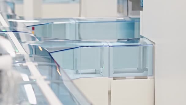 Vials Moving One One Automated Lab Glass Line Lab Concept — Video Stock