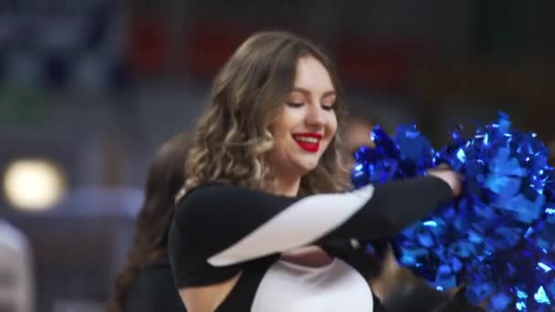 Medium Closeup Shot Beautiful Cheerleader Dancing Her Team High Quality — Stock Video