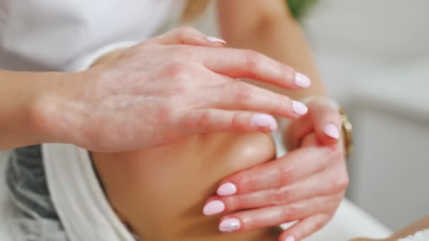 Woman Getting Face Massage Treatment Beauty Salon Rejuvenating Facial Massage — Stockvideo