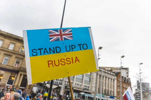 2023 Nottingham Egyesült Királyság Banner Say Stand Russia Protest Kiváló — Stock Fotó