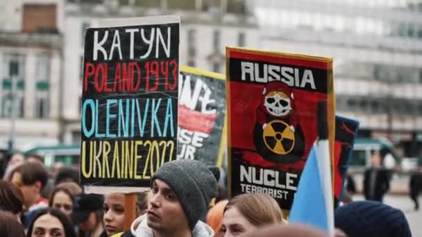 2023 Nottingham Velká Británie Demonstranti Pořádající Demonstraci Podporu Ukrajiny Vysoce — Stock video