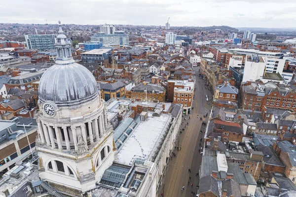 Nottingham, Nottinghamshire, England. Aerial view of stunning British architecture in famous city of Nottingham. High quality photo