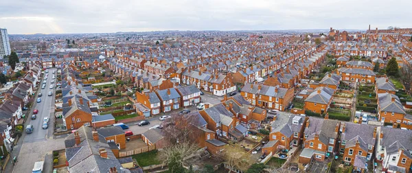 stock image aerial panorama of Wollaton district in Nottingham, houses with the same exterior, England. High quality photo