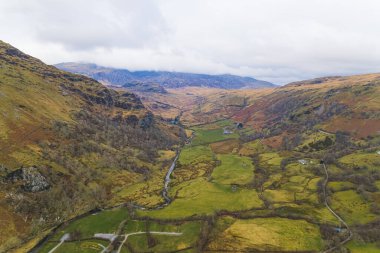 Gökyüzünden Galler Vadisi, Snowdonia Ulusal Parkı, Birleşik Krallık. Yüksek kalite fotoğraf