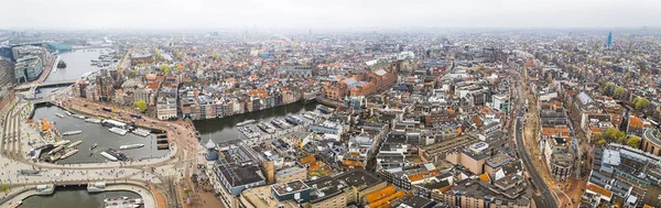 Amsterdam Stad Vanaf Top Algemeen Zicht Vanaf Hoogtepunt Dagtijd Luchtfoto — Stockfoto