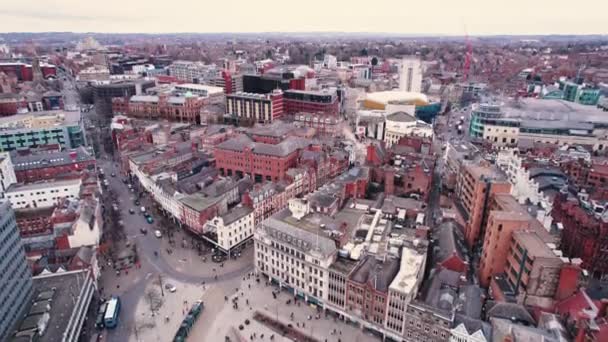 Nottingham Old Market Square Sky Drone Shot England United Kingdom — Stock Video