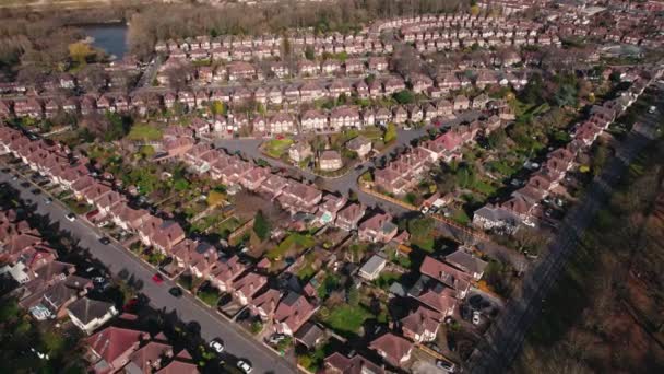 Drone Shot Wollaton District Small Pretty Orange Houses Row Sunny — Video